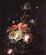 Rembrandt, Still Life with  with Flowers on a Marble Table Top